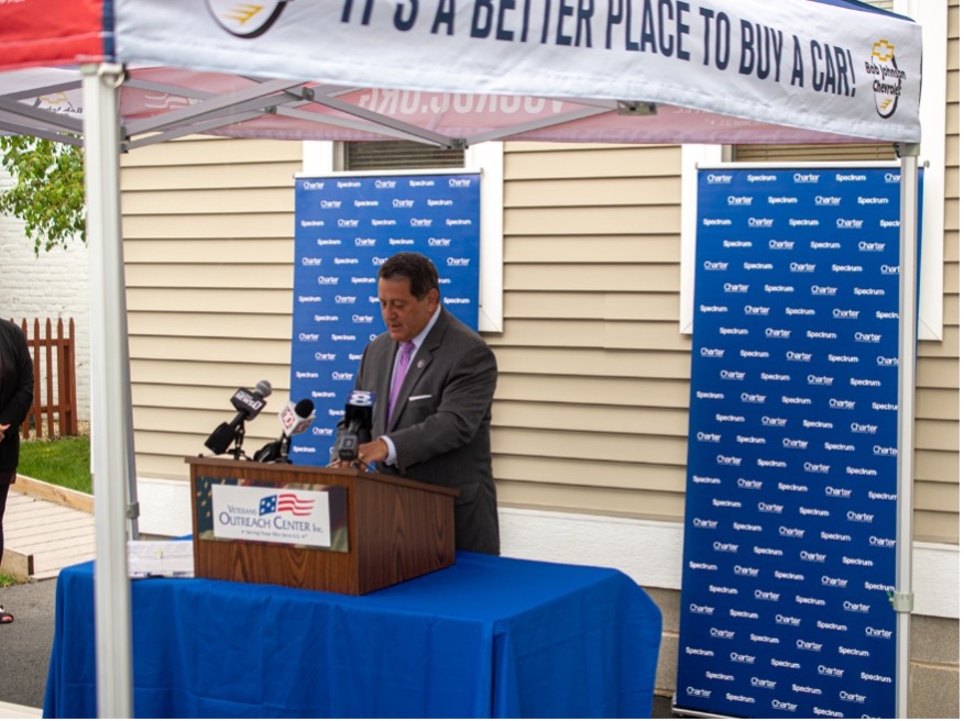 U.S. Congressman Joe Morelle speaks about the important role Veterans Outreach Center plays in the Rochester Community